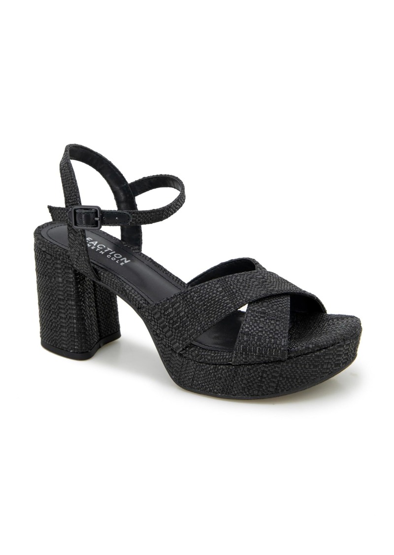 Kenneth Cole Reaction Women's Women's REEVA PLATFORM Heeled Sandal BLACK WEAVE