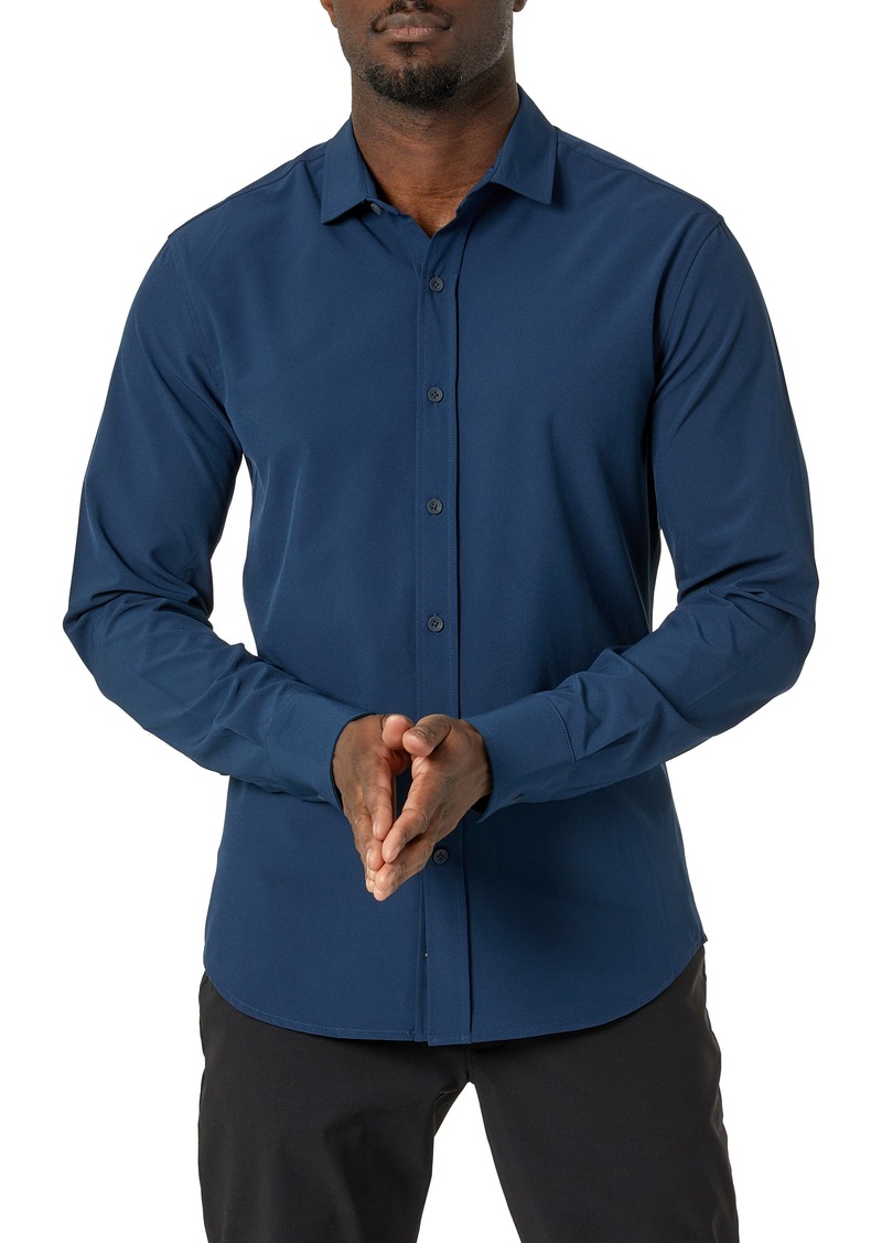 Kenneth Cole Solid Stretch Button-Up Sport Shirt in Navy at Nordstrom Rack