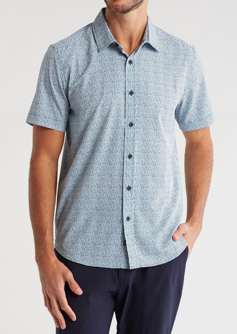Kenneth Cole Stripe Short Sleeve Button-Up Sport Shirt in Blue/White at Nordstrom Rack