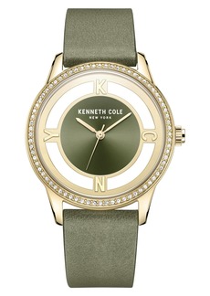 Kenneth Cole Transparency 3-Hand Leather Strap Watch