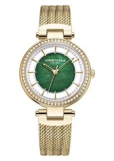 Kenneth Cole Transparency Mother-of-Pearl Dial Mesh Strap Watch