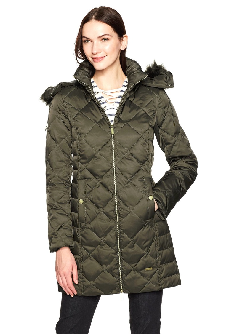 quilted down and faux fur parka