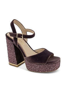 Kenneth Cole Women's Dolly Square Toe Crystal Embellished High Heel Platform Sandals