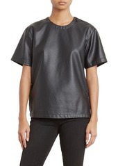Kenneth Cole Women's Faux Leather Moto T-Shirt  XS
