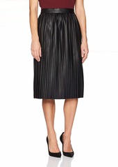 Kenneth Cole Women's Faux Leather Pleated Midi Skirt  L