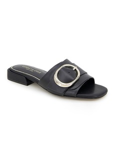 Kenneth Cole Women's Ingrid Square Toe Buckle Detail Slide Sandals