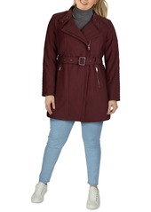 Kenneth Cole Women's Plus Size Asymmetrical Belted Rain Coat