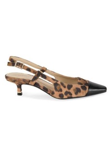 Kenneth Cole Martha Leopard-Print Slingback Kitten Heel Pumps