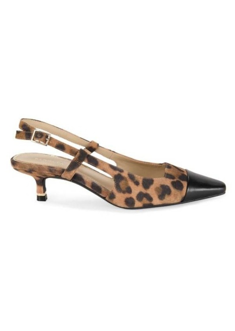 Kenneth Cole Martha Leopard-Print Slingback Kitten Heel Pumps