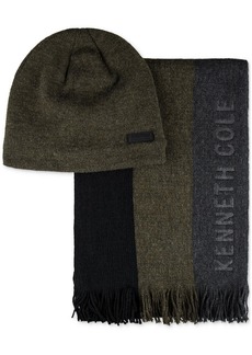 Kenneth Cole Mens Fleece Lined Cold Weather Hat & Scarf Set