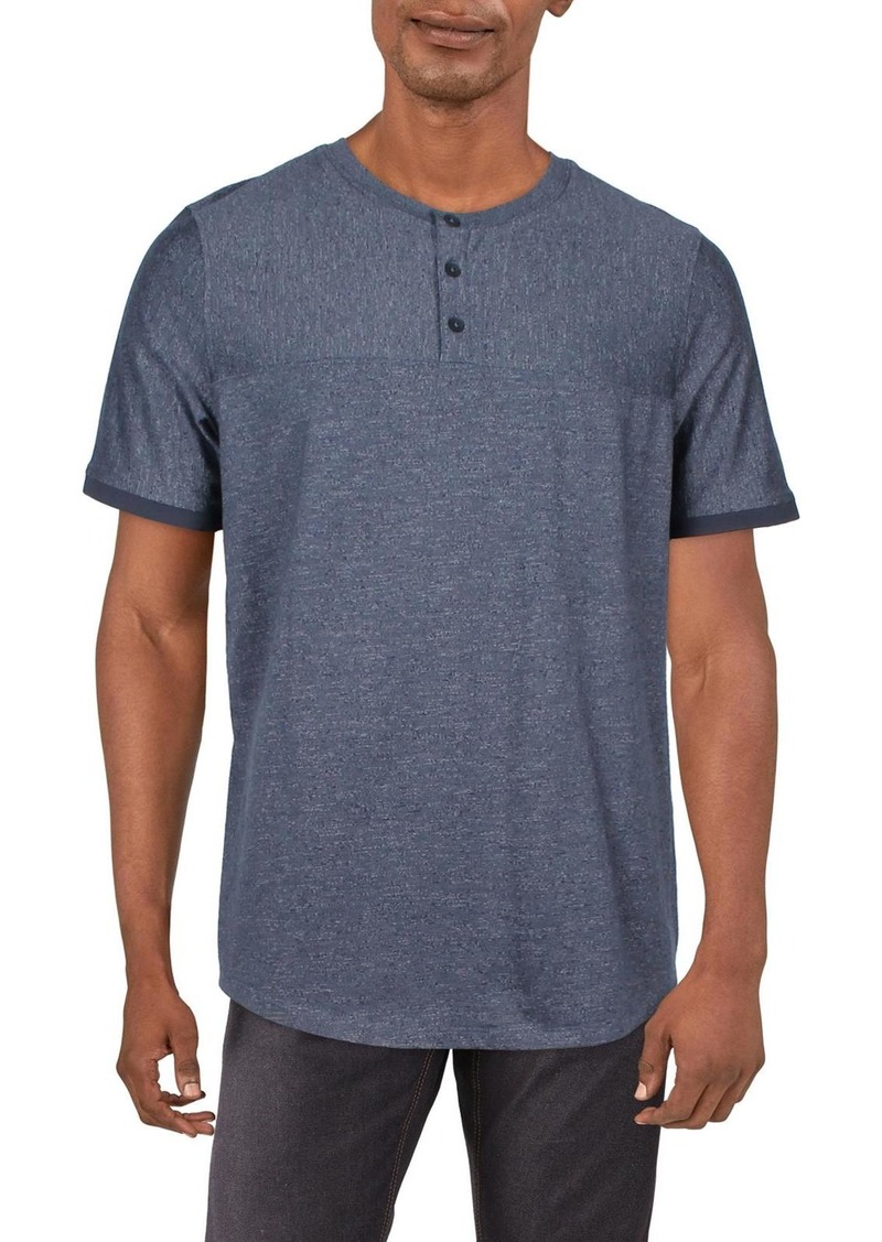 Kenneth Cole Mens Heathered Cotton Henley Shirt