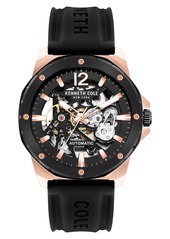 Kenneth Cole New York Skeletal Automatic Silicone Strap Watch