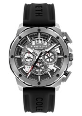 Kenneth Cole New York Skeletal Chronograph Silicone Strap Watch
