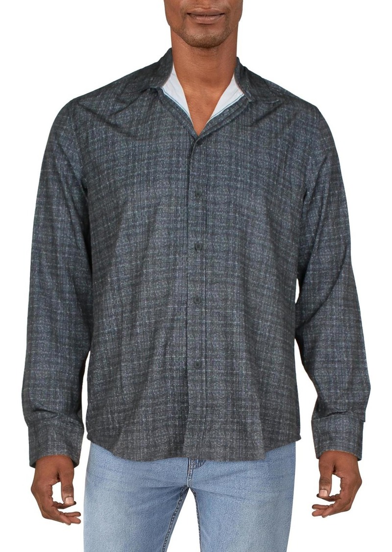 Kenneth Cole Mens Printed Collared Button-Down Shirt