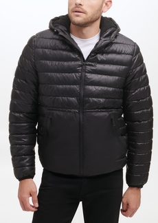 Kenneth Cole Men's Sherpa Lined Midweight Puffer with Hood