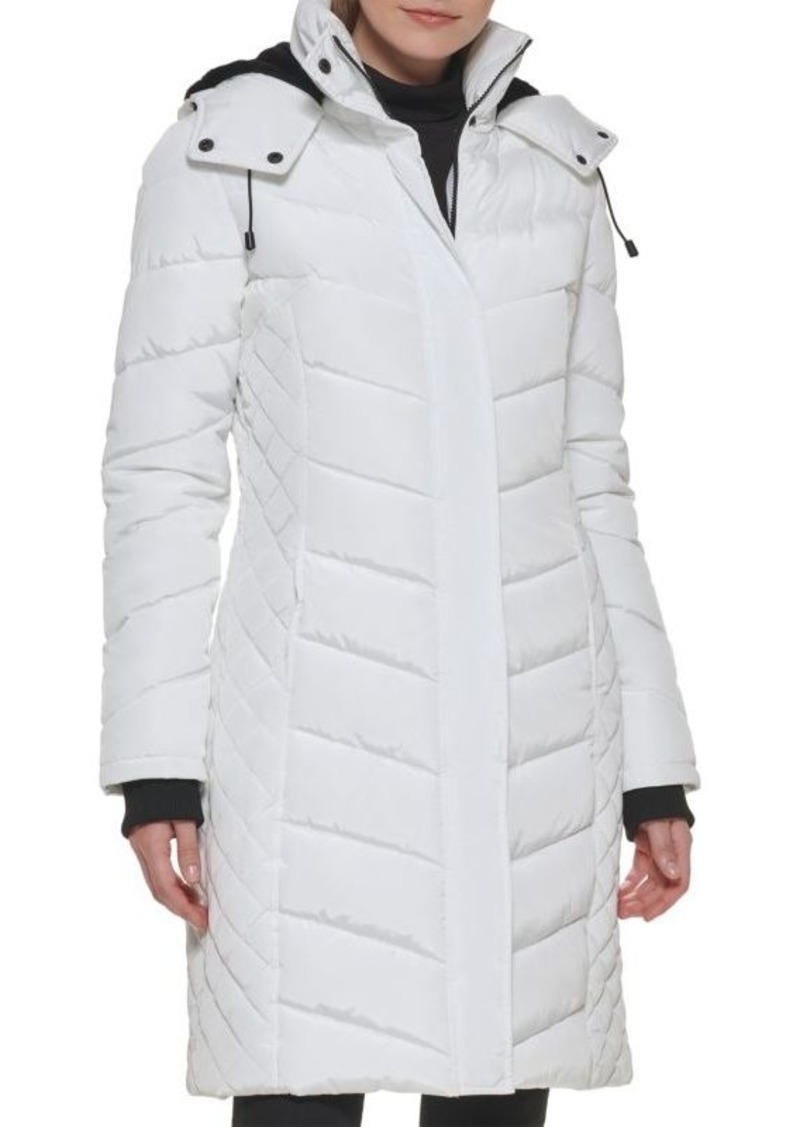 Kenneth Cole Mixed Quilted Puffer Coat