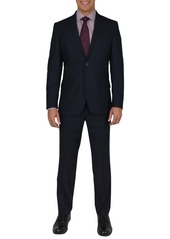Kenneth Cole Navy Shadow Check Two Button Notch Lapel Performance Slim Fit Suit