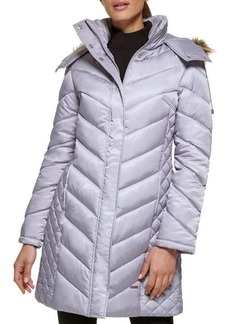 Kenneth Cole ​Quilted Faux Fur Hood Heavyweight Puffer Coat