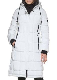 Kenneth Cole Quilted Longline Hooded Puffer Jacket