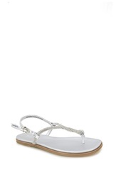 Reaction Kenneth Cole Whitney Crystal Strap Flat Sandal in Silver Metallic at Nordstrom Rack
