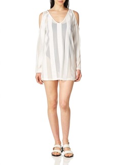 Kenneth Cole Solid Cover-Ups Cold Shoulder Dress In White