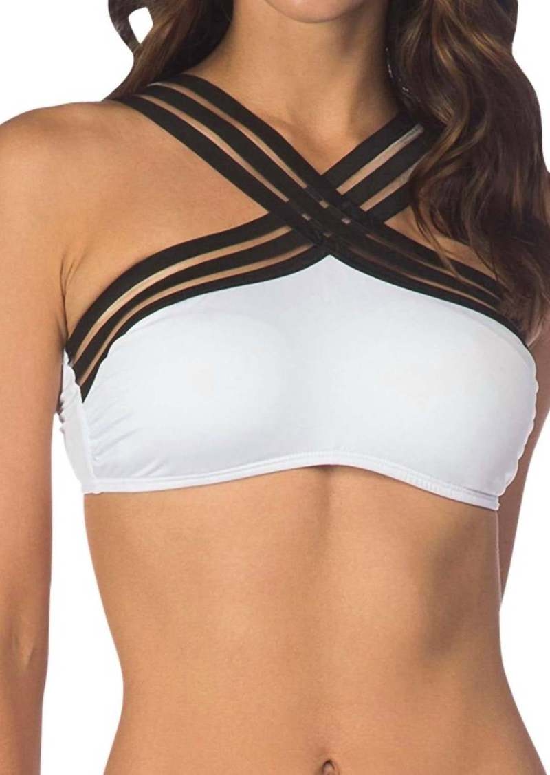 Kenneth Cole Stompin Stilettos Sporty High Neck Bikini Top In White