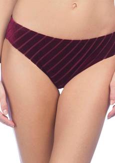 Kenneth Cole Stripe Hipster Bikini Bottom In Kkc Burgundy Velvet