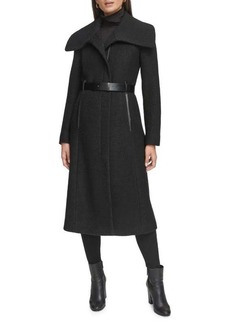 Kenneth Cole Textured Twill Wool Blend Coat