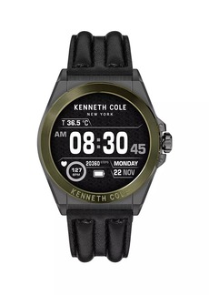 Kenneth Cole Wellness Gunmetal-Tone Stainless Steel, Leather & Silicone Smartwatch 2.0/48MM
