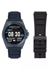 Kenneth Cole Wellness Stainless Steel, Leather & Silicone Smartwatch 2.0/48MM