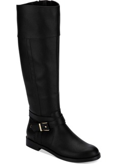 Kenneth Cole Wind Riding Womens Faux Leather Tall Riding Boots