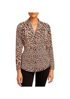 Kenneth Cole Womens Animal Print Wrap Blouse