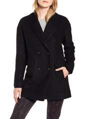 Women's Kenneth Cole New York Double Breasted Rib Trim Pressed Boucle Peacoat