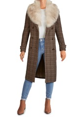 Kenneth Cole New York Plaid Long Coat with Removable Faux Fur Collar in Multi Plaid at Nordstrom