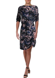Kenneth Cole Womens Printed Cinched Party Dress