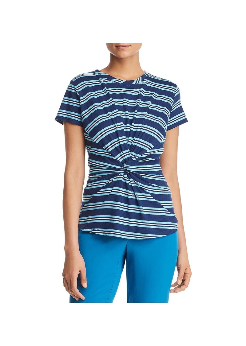 Kenneth Cole Womens Printed Knot-Front Casual Top