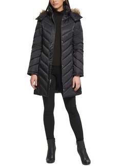 Kenneth Cole Womens Quilted Midi Puffer Jacket