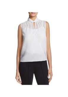 Kenneth Cole Womens Sheer Faux Wrap Blouse