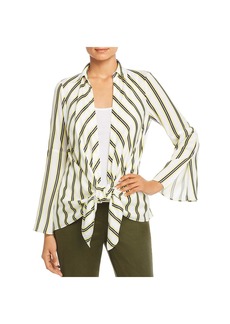 Kenneth Cole Womens Striped Tie Front Blouse
