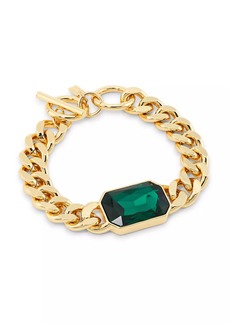 Kenneth Jay Lane 14K Gold-Plated & Faux Emerald Toggle Bracelet