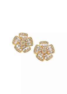 Kenneth Jay Lane 14K-Gold-Plated & Glass Crystal Flower Clip-On Earrings