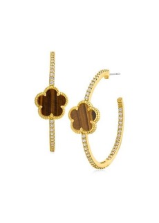 Kenneth Jay Lane 14K Goldplated Cubic Zirconia Clover Half Hoop Earrings