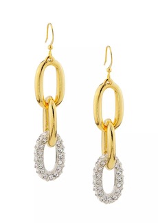 Kenneth Jay Lane 22K-Gold-Plated & Glass Crystal Oval-Link Drop Earrings