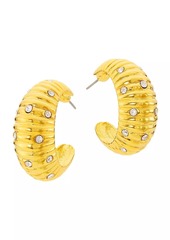 Kenneth Jay Lane 22K-Gold-Plated & Glass Crystal Shrimp Hoop Earrings