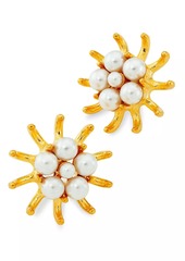 Kenneth Jay Lane 22K-Gold-Plated & Imitation Pearl Sea Urchin Stud Earrings