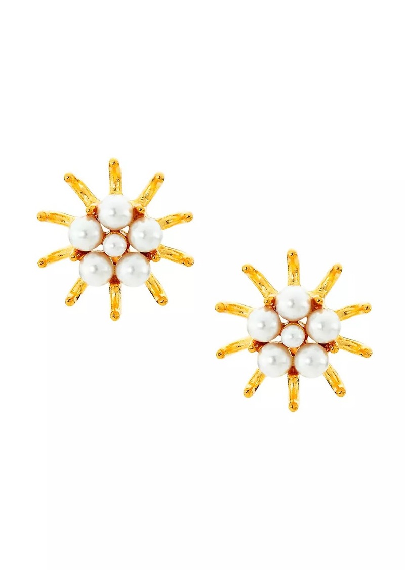 Kenneth Jay Lane 22K-Gold-Plated & Imitation Pearl Sea Urchin Stud Earrings