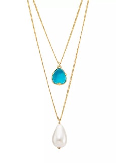 Kenneth Jay Lane 22K-Gold-Plated, Resin & Imitation Pearl Double-Chain Necklace