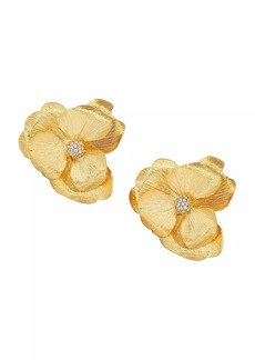 Kenneth Jay Lane 22K Goldplated Crystal Flower Clip-On Earrings