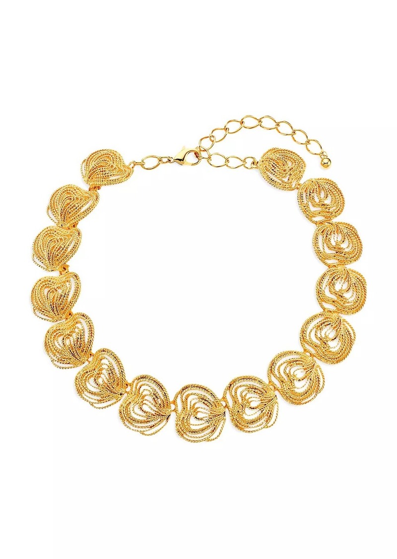 Kenneth Jay Lane 22K Goldplated Textured Clusters Necklace