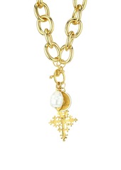 Kenneth Jay Lane 22K Yellow Goldplated & Faux Pearl Heart Pendant Necklace